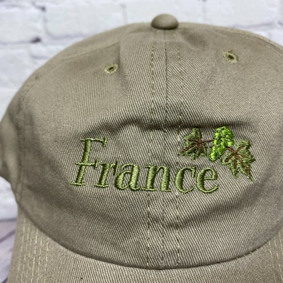 Dad Hat Cap Strap Back Light Brown France Embroidered Cotton One Size Fit Most - Picture 6 of 8
